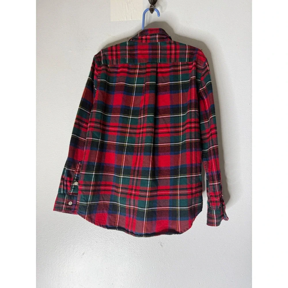 Ralph Lauren Kids Red Green Plaid Performance Button Down Shirt Size 7 Tartan